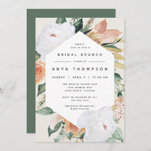 Invitación Boho Blooms   Moderno Brunch Floral Bridal Shower