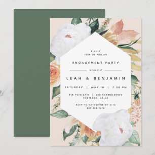 Invitación Boho Blooms   Partido de compromiso floral moderno