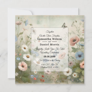 Invitación Boho Blooms y Vintage Vows Boda