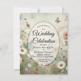 Invitación Boho Blooms y Vintage Vows Boda