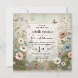 Invitación Boho Blooms y Vintage Vows Boda