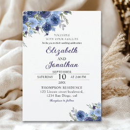 Invitación Boho Blue Flowers – Rustic Wedding