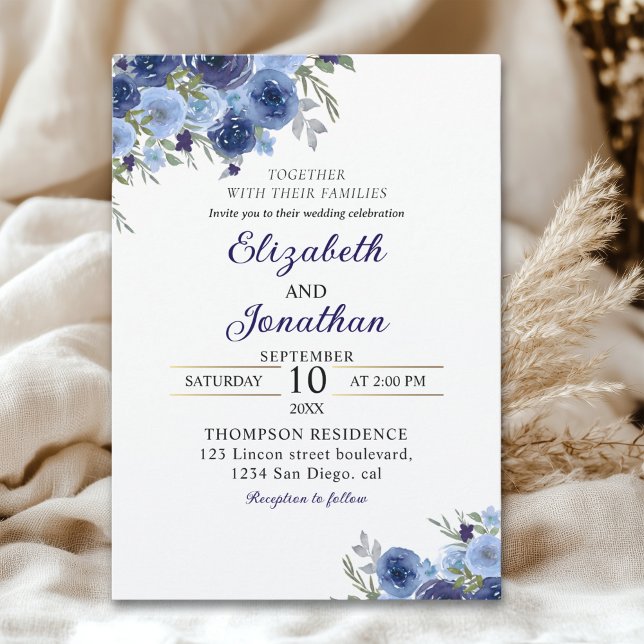 Invitación Boho Blue Flowers – Rustic Wedding (Subido por el creador)