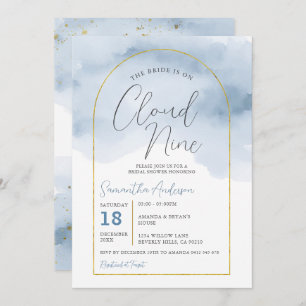 Invitación Boho Blue La novia está en Nueve nubes en la ducha