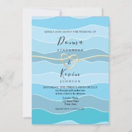 Invitación Boho Blue Ocean Waves Beach Wedding