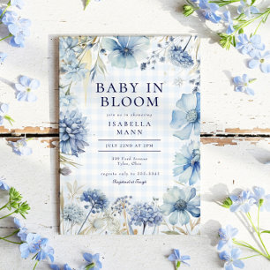 Invitación Boho Blue Wildflower Baby en Bloom Boy Baby Shower