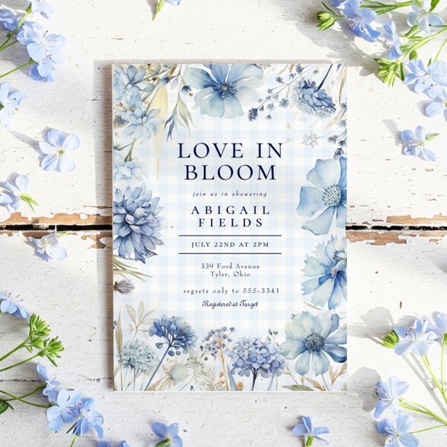 Invitación Boho Blue Wildflower Love in Bloom Bridal Shower (Subido por el creador)