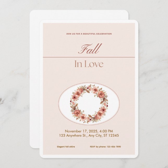 Invitación Boho Blush Fall Romance Floral Wedding Invitation (Anverso / Reverso)