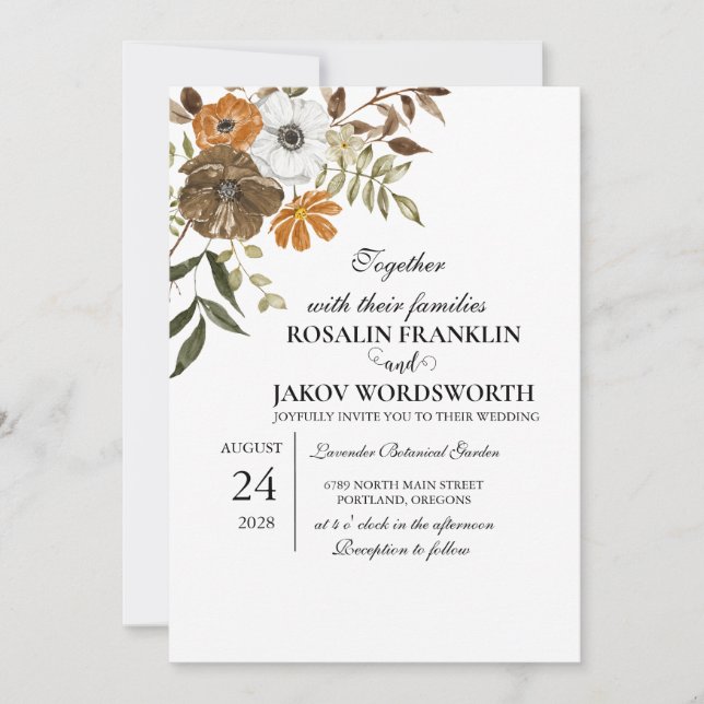 Invitación Boho Blush Floral Wedding Invitation (Anverso)
