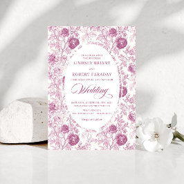 Invitación Boho Blush Pink Toile Floral Wedding Invitation 