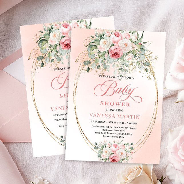 Invitación Boho Blush Rose Gold Girl Baby Shower Invitation (Boho Blush Rose Gold Girl Baby Shower Invitation)