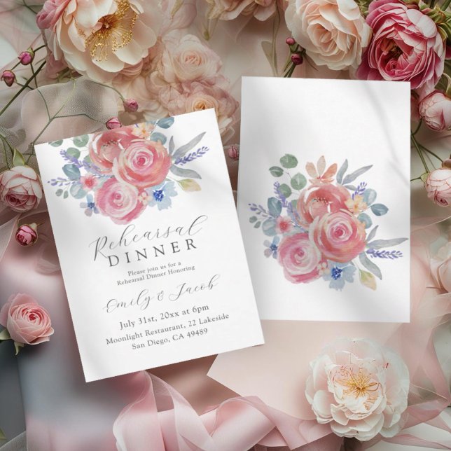 Invitación Boho Blush Rose Rehearsal Dinner  (Subido por el creador)
