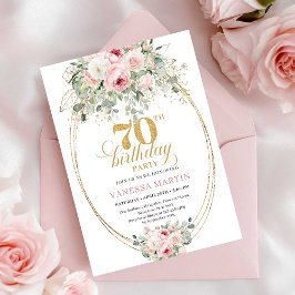 Invitación Boho Blush Roses 70th Birthday Invitation