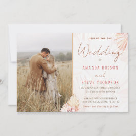 Invitación Boho Boda Bohemian Pampas Pareja de Grass Foto