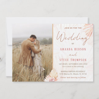 Invitación Boho Boda Bohemian Pampas Pareja de Grass Foto