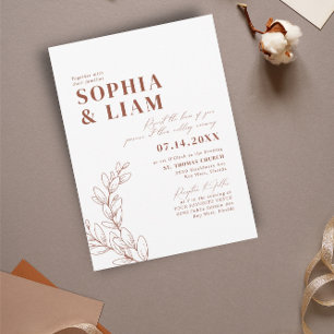 Invitación Boho Boda Botanicals Minimalista Terracotta