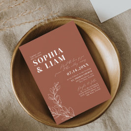 Invitación Boho Boda Botanicals Minimalista Terracotta
