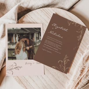 Invitación Boho Boda Botanicals Minimalista Terracotta