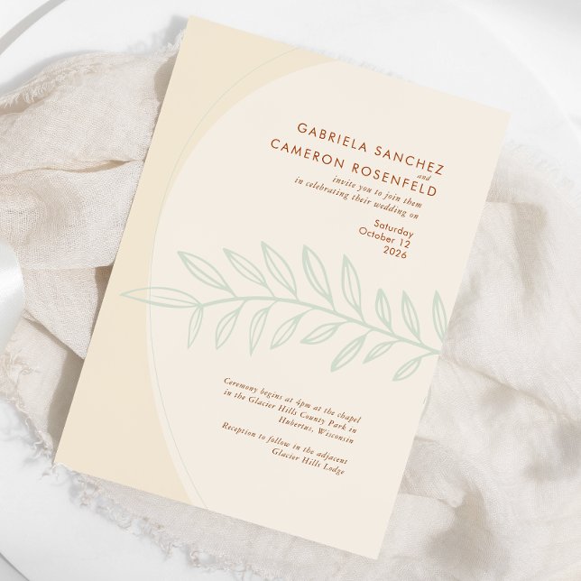 Invitación Boho Boda Botánico Minimalista Beige (Subido por el creador)