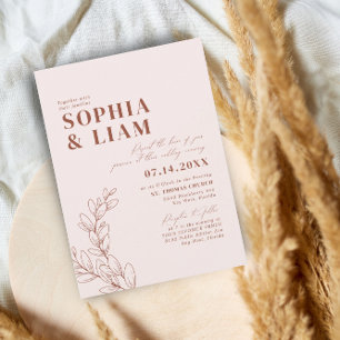 Invitación Boho Boda Botánico Minimalista de Rubor Terracotta