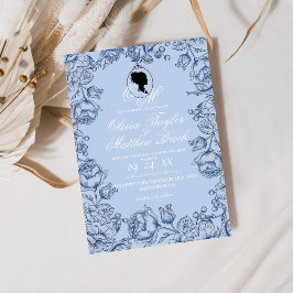 Invitación Boho Boda Bridgerton Navy guión azul romántico