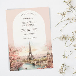 Invitación Boho Boda de Destino París Torre Eiffel Francia