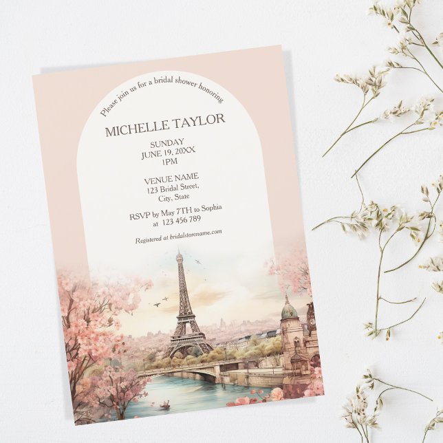 Invitación Boho Boda de Destino París Torre Eiffel Francia (Subido por el creador)