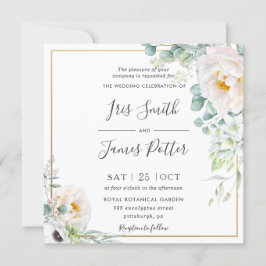 Invitación Boho Boda de Eucaliptus Floral de Pino Blanco Marf