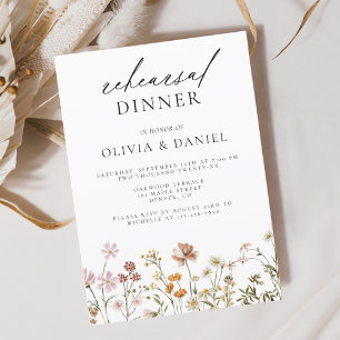 Invitación Boho Boda de Flor Silvestre Ensayo Cena