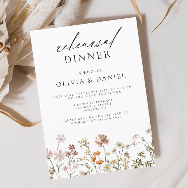 Invitación Boho Boda de Flor Silvestre Ensayo Cena (Subido por el creador)