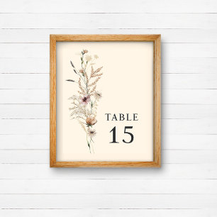 Invitación Boho Boda de Flor Silvestre Número de cuadro Rótul
