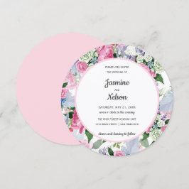 Invitación Boho boda de flores azules del lilo blanco rosado 
