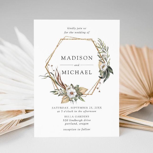 Invitación Boho Boda de Flores Blancas y Verdor (Subido por el creador)