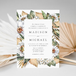 Invitación Boho Boda de Flores Blancas y Verdor