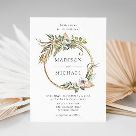 Invitación Boho Boda de Flores Blancas y Verdor