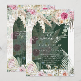 Invitación BOHO Boda de Grasa Floral Rosa Pampas