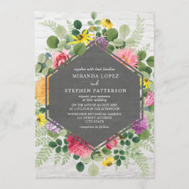 Invitación Boho Boda de ladrillo geométrico floral botánico