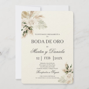 Invitación Boho boda de oro