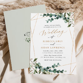 Invitación Boho Boda de oro de la vegetación moderna botánica