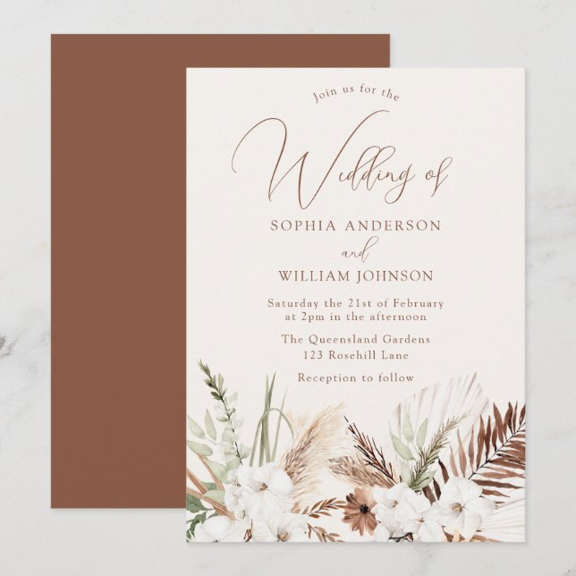 Invitación Boho Boda: Hermosa floral en todas las estaciones (Anverso / Reverso)