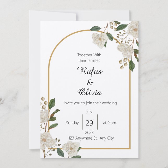 Invitación Boho Boda oral Minimalista (Anverso)