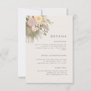 Invitación Boho Boda Pampas Grass Palm Info