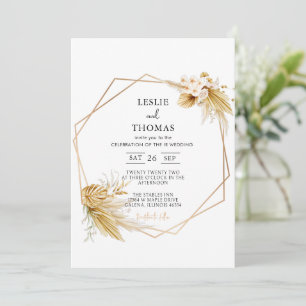 Invitación Boho Boda, Pampas grass set, Moderno Boda