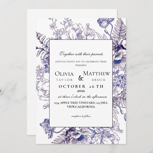 Invitación Boho Boda Rustic Elegant Boda Moderno (Anverso / Reverso)