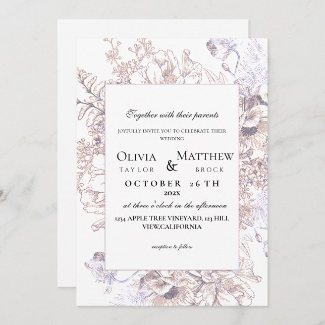 Invitación Boho Boda Rustic Neutral Elegante Boda Moderno (Anverso / Reverso)