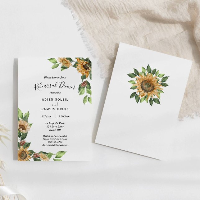 Invitación Boho Boda Rústico del Girasol Ensayo Cena (Subido por el creador)
