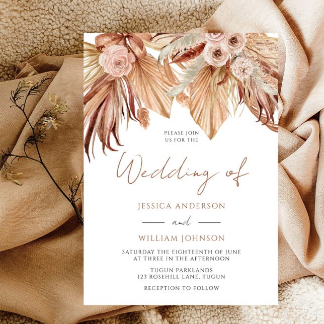 Invitación Boho Boda: Terracotta Dried Floral Bohemian (Subido por el creador)