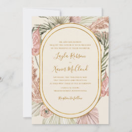 Invitación Boho Boda tradicional de marfil botánico tropical