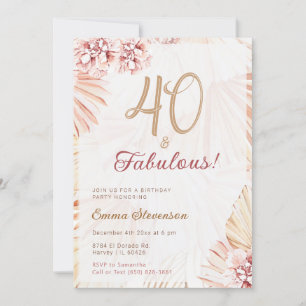 Invitación Boho Bohemian 40 y Fabulosas Damas 40 cumpleaños