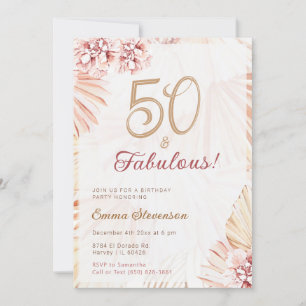 Invitación Boho Bohemian 50 y Fabulosas Damas 50 cumpleaños